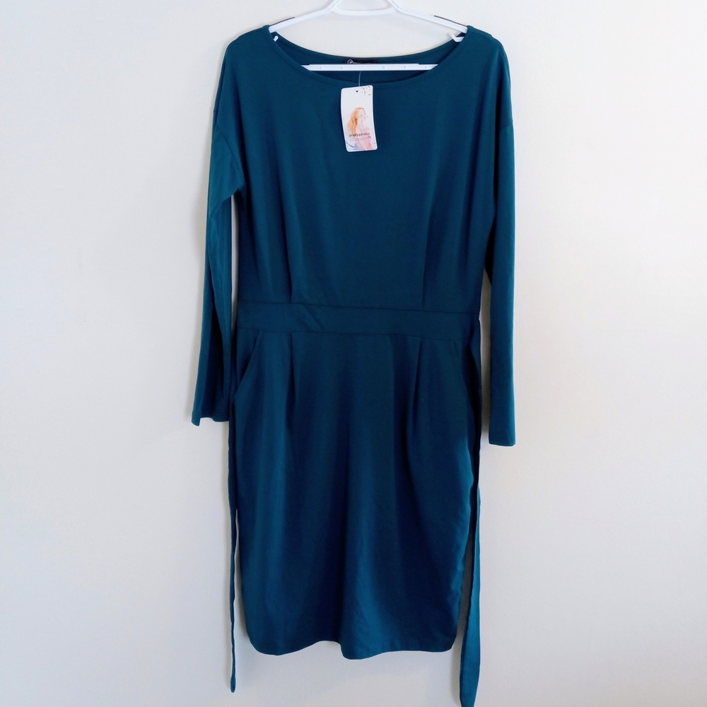 Chic Long Sleeve Teal Dress